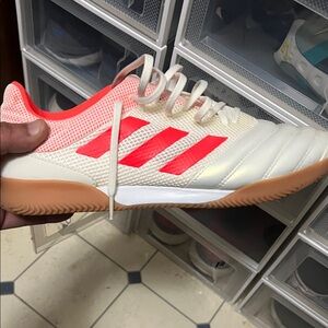 Adidas White and Red Indoor Soccer Shoes